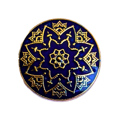 Blue & Golden Color Meenakari Design Round 1 Hole Metal Buttons