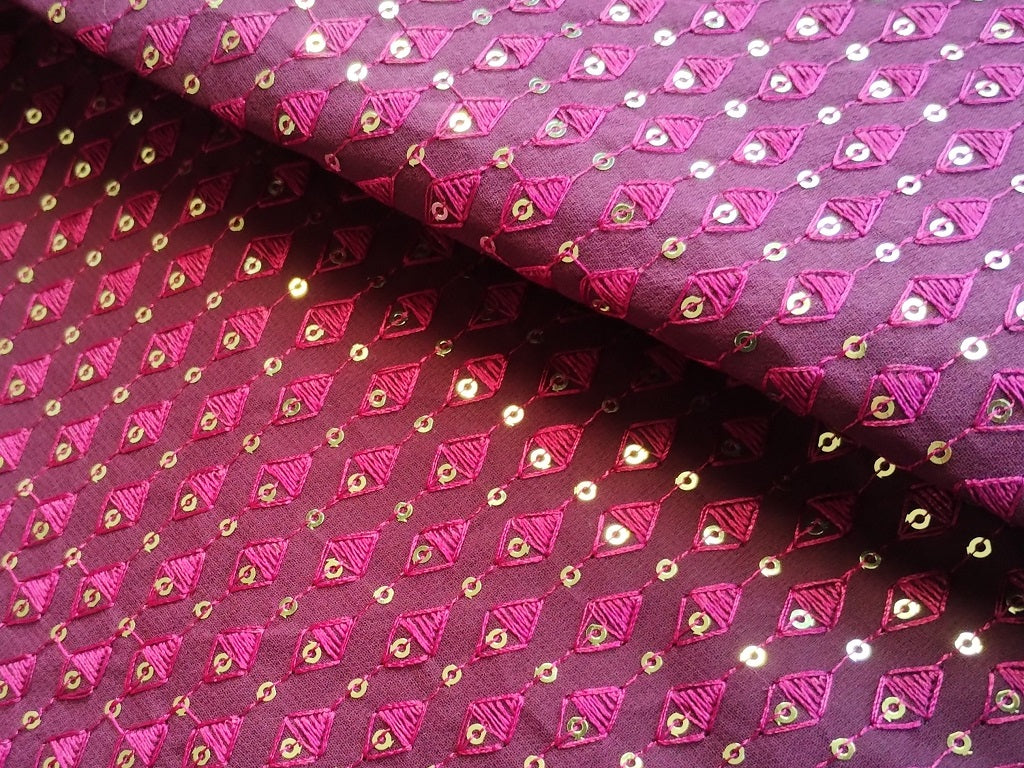 Wine Motifs Heavy Sequin Embroidery Work Georgette Fabric