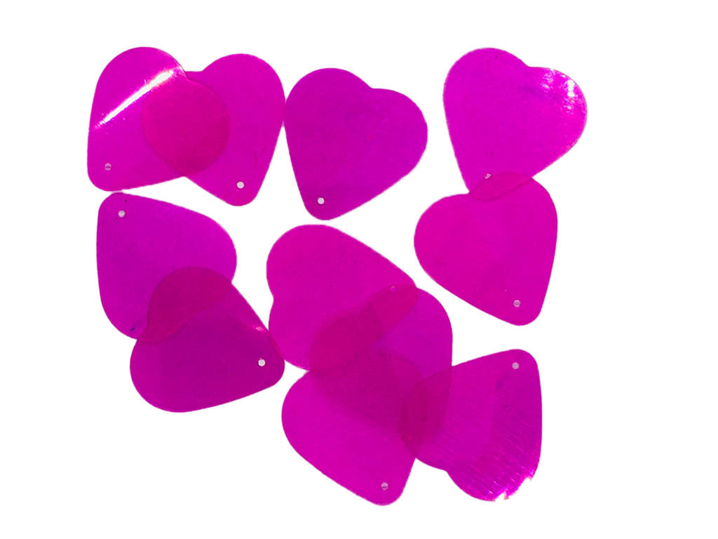 Magenta Heart 1 Hole Plastic Sequins