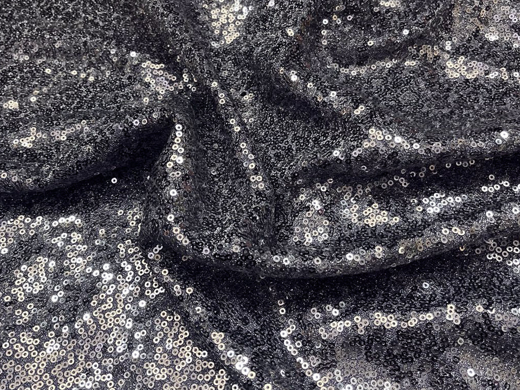 Dark Lavender Sequins Embroidered Net Fabric