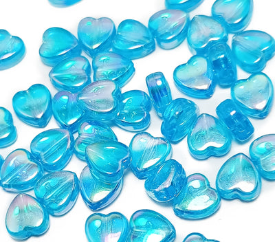 Sky Blue Heart Shaped Transparent Acrylic Beads