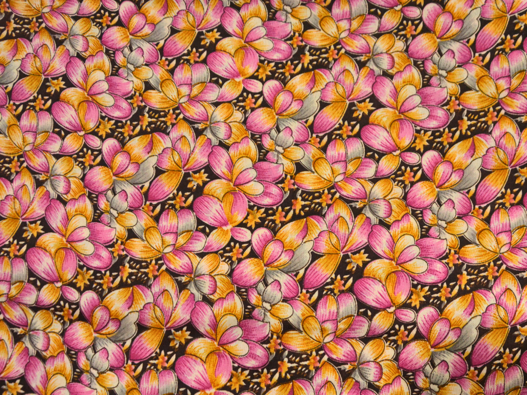 Black Floral Digitally Printed Butter Crepe Fabric