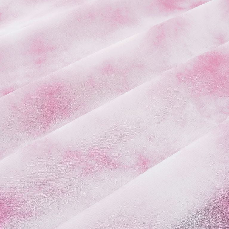 Pink & White Abstract Tie and Dye Pure Viscose Georgette Fabric