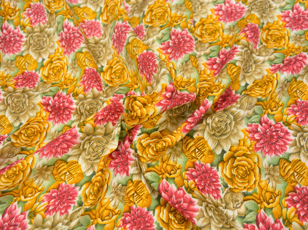 Multicolour Floral Digitally Printed Butter Crepe Fabric