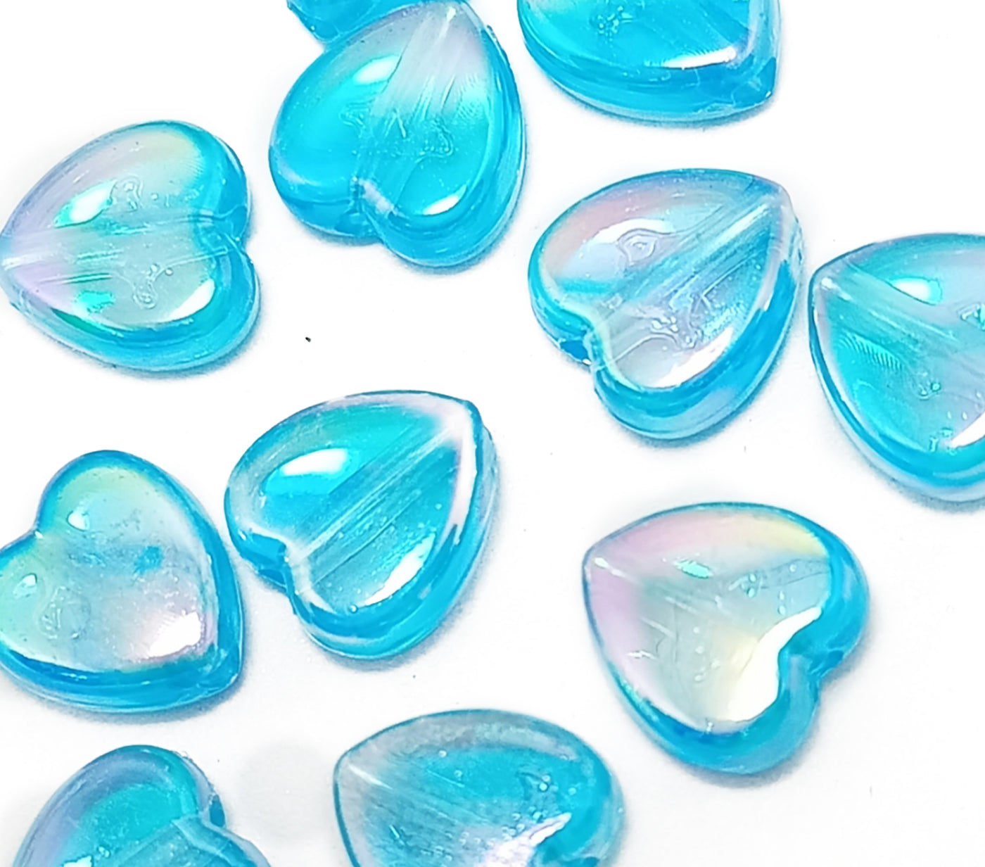 Sky Blue Heart Shaped Transparent Acrylic Beads