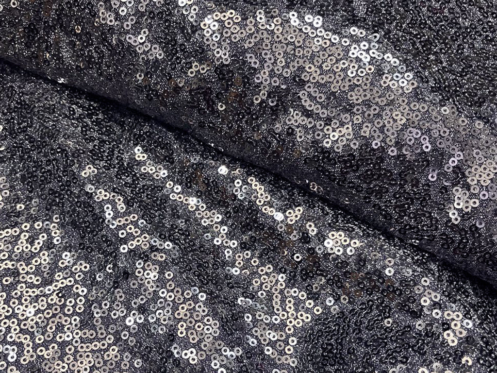 Dark Lavender Sequins Embroidered Net Fabric