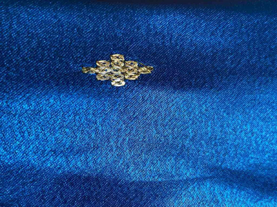 Teal Blue Daman With Zari & Sequins Work Silk Fabric