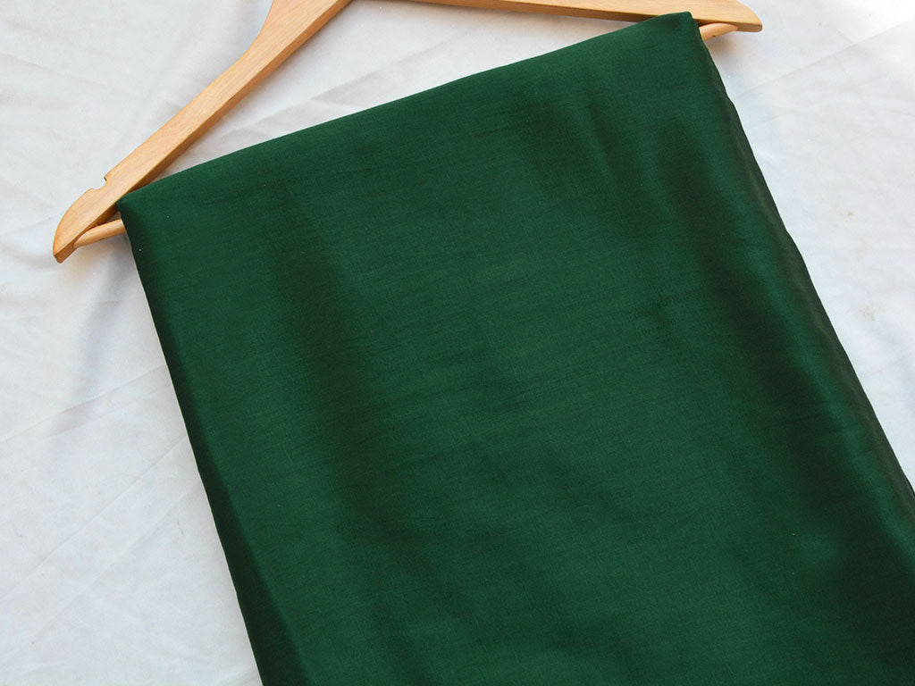 Dark Green Plain Pure Viscose Gaji Silk Fabric (Wholesale)