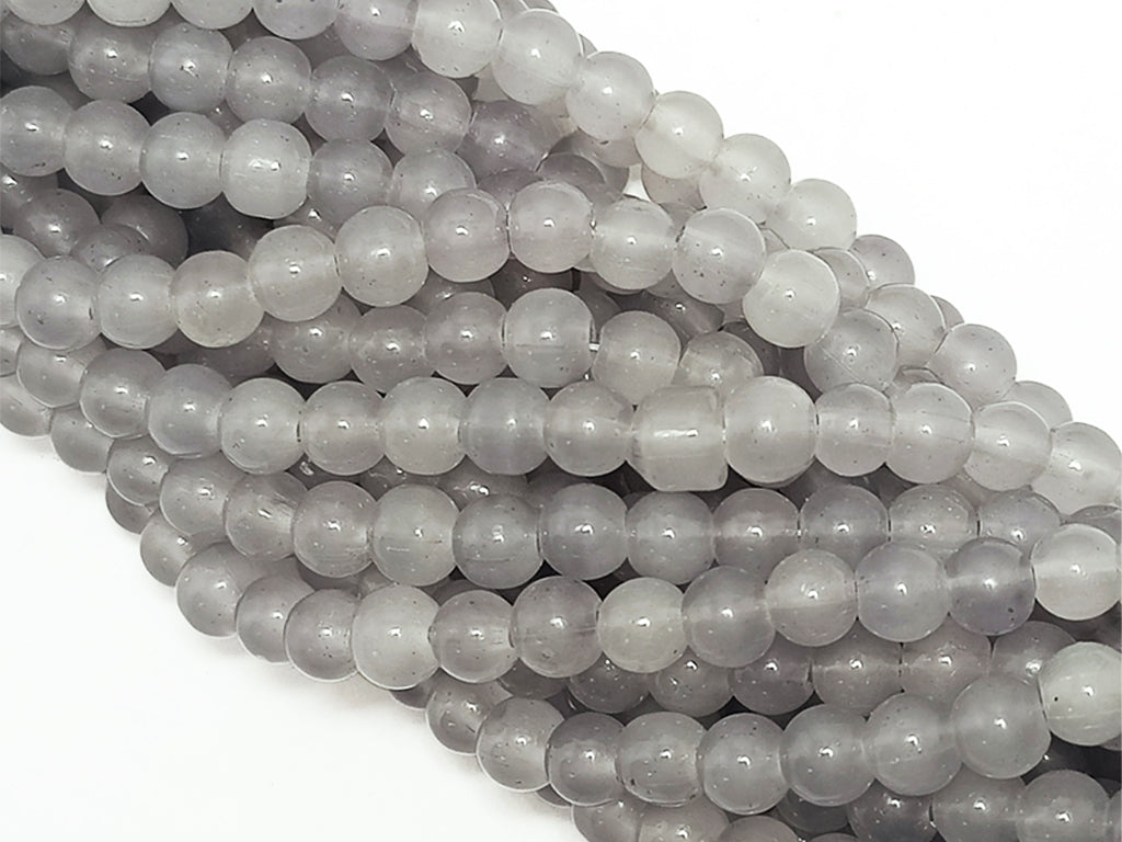 Gray Spotted Oval Designer Glass Beads