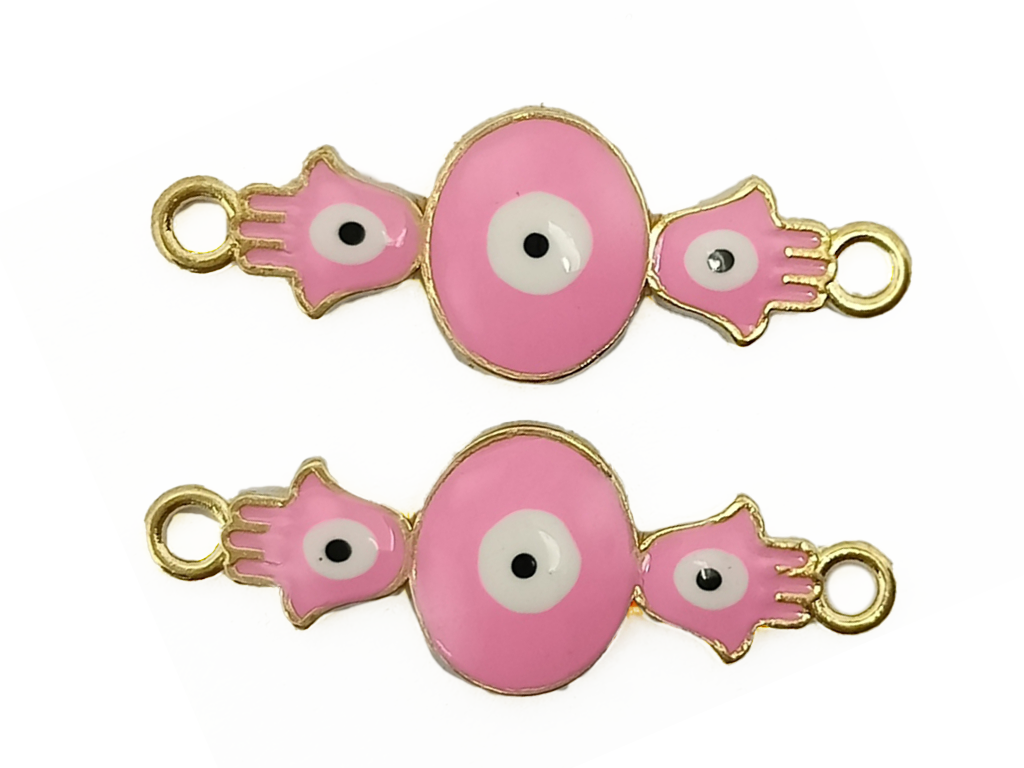 Pink Three Evil Eyed Metal Charms