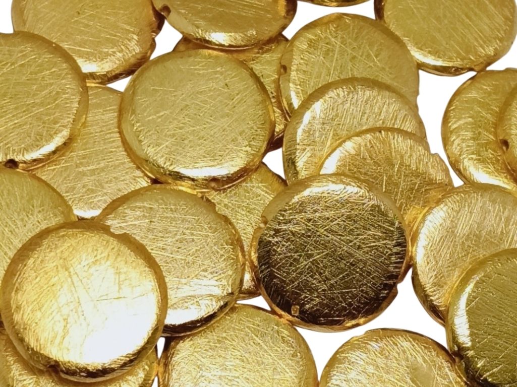 Golden Circular Zari Acrylic Beads