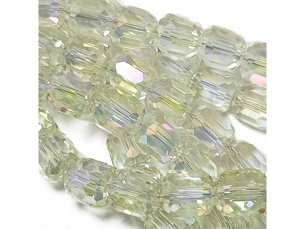 Off-White Transparent Faceted Cuboid Crystal Beads