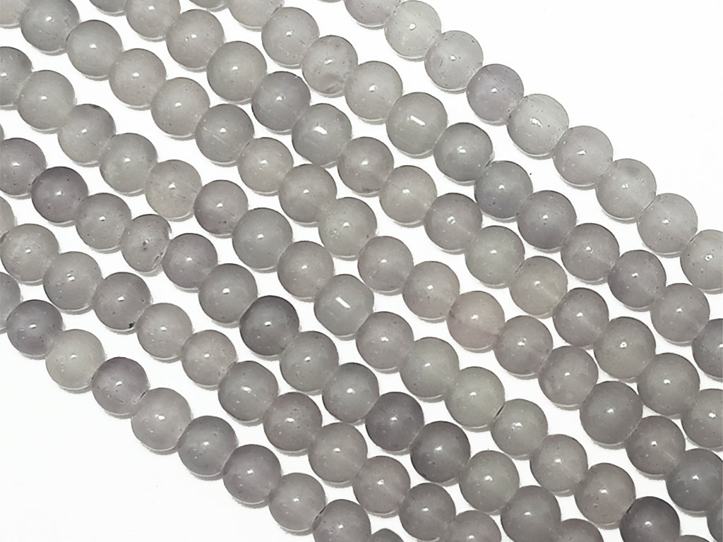 Gray Spotted Oval Designer Glass Beads