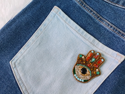 Multicolor Embellished Hamsa Patch