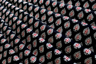 Black And Red Motifs Printed Pure Cotton Fabric