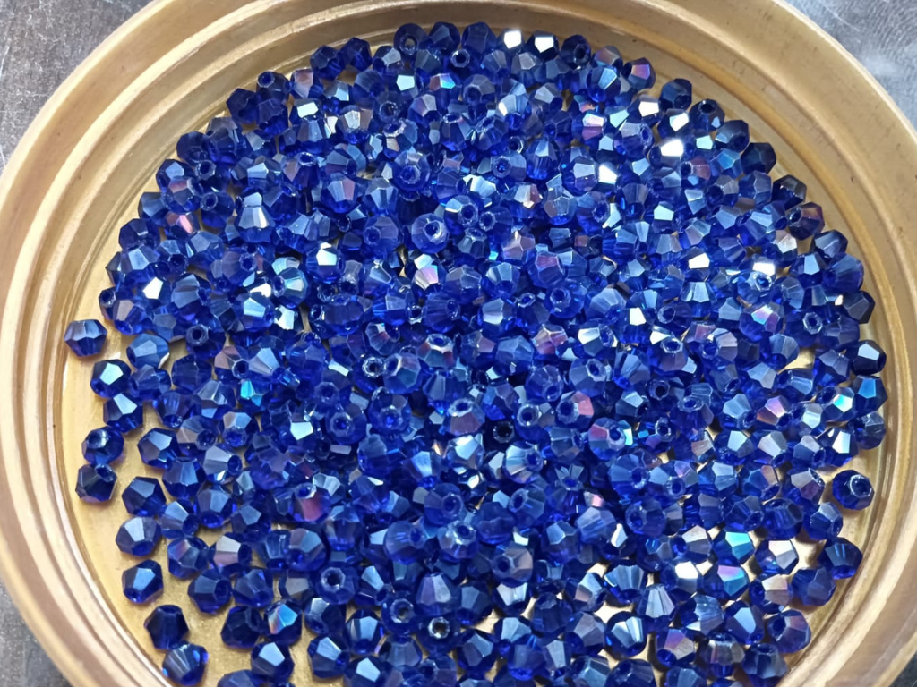 Deep Blue Lustre Bicone Crystal Glass Beads