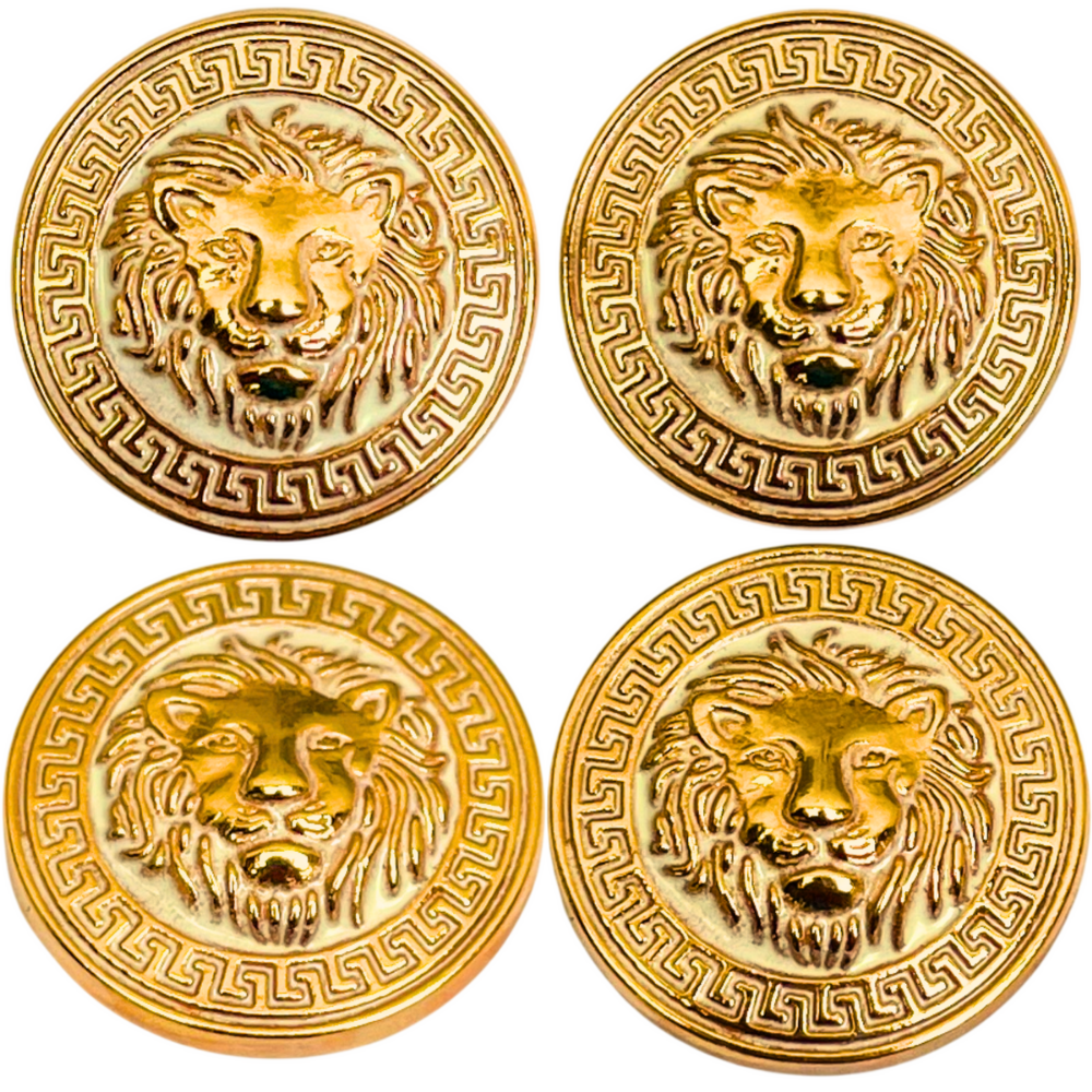 Golden Lion Face Antique Design Round Shank Metal Button