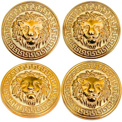 Golden Lion Face Antique Design Round Shank Metal Button