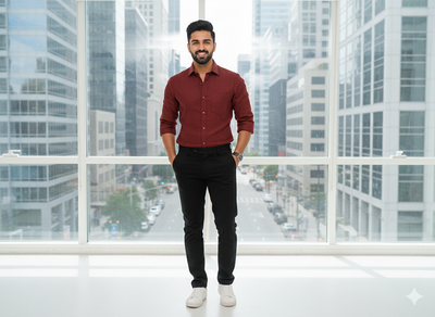 गहरा मैरून कॉटन लिनन कपड़ा