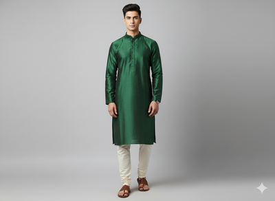 Green Plain Bangalore Raw Silk Fabric  (Wholesale)