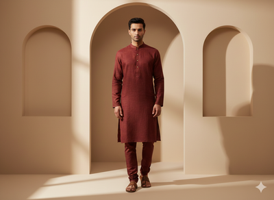 गहरा मैरून कॉटन लिनन कपड़ा