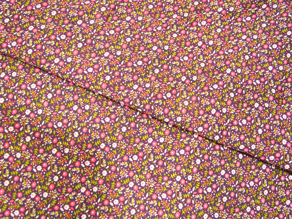 Dark Purple Floral Digitally Printed Butter Crepe Fabric