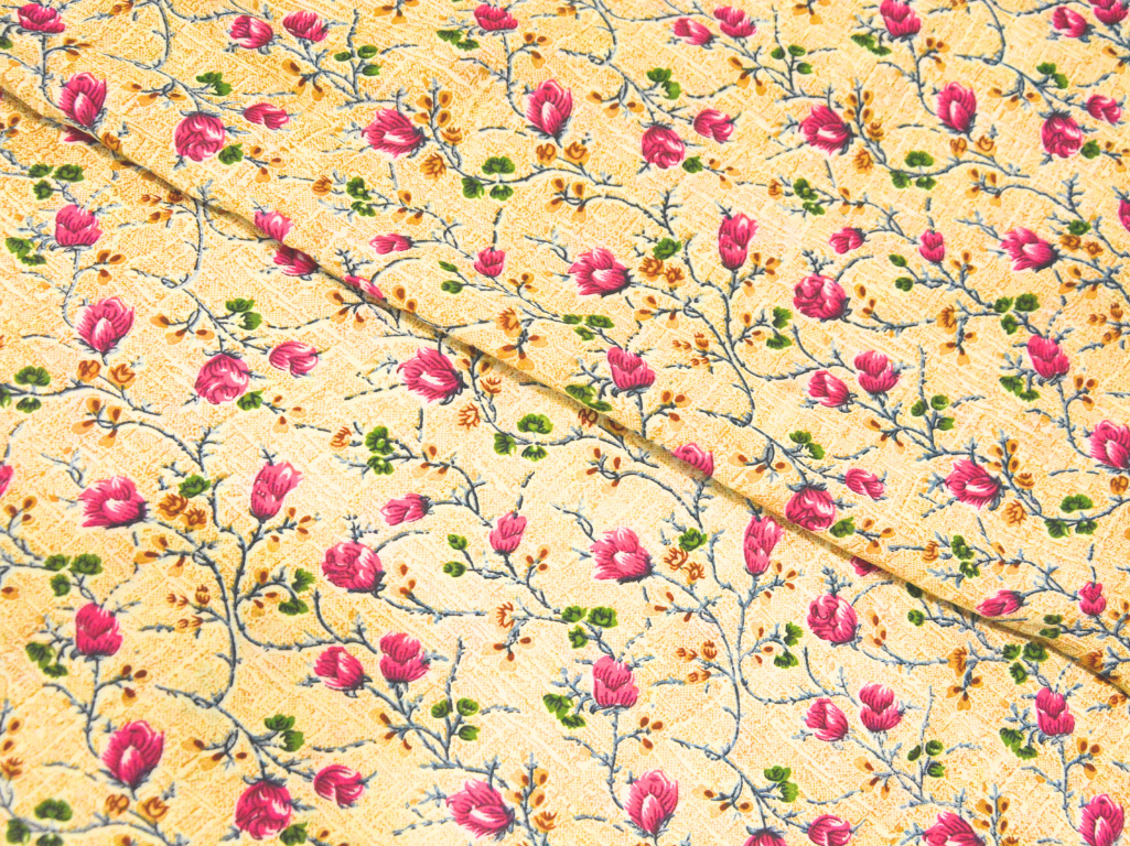 Creame Floral Digitally Printed Butter Crepe Fabric