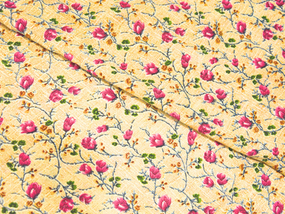 Creame Floral Digitally Printed Butter Crepe Fabric