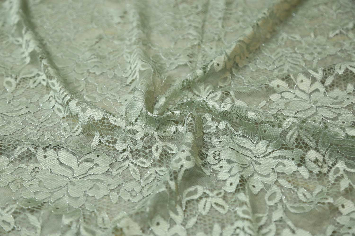 Ligth Green Floral Chantelle Net Lace fabric