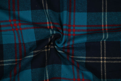 Precut Of 1.5 Meters Of Dark Blue Checks Cotton Twill Brushed Fabric