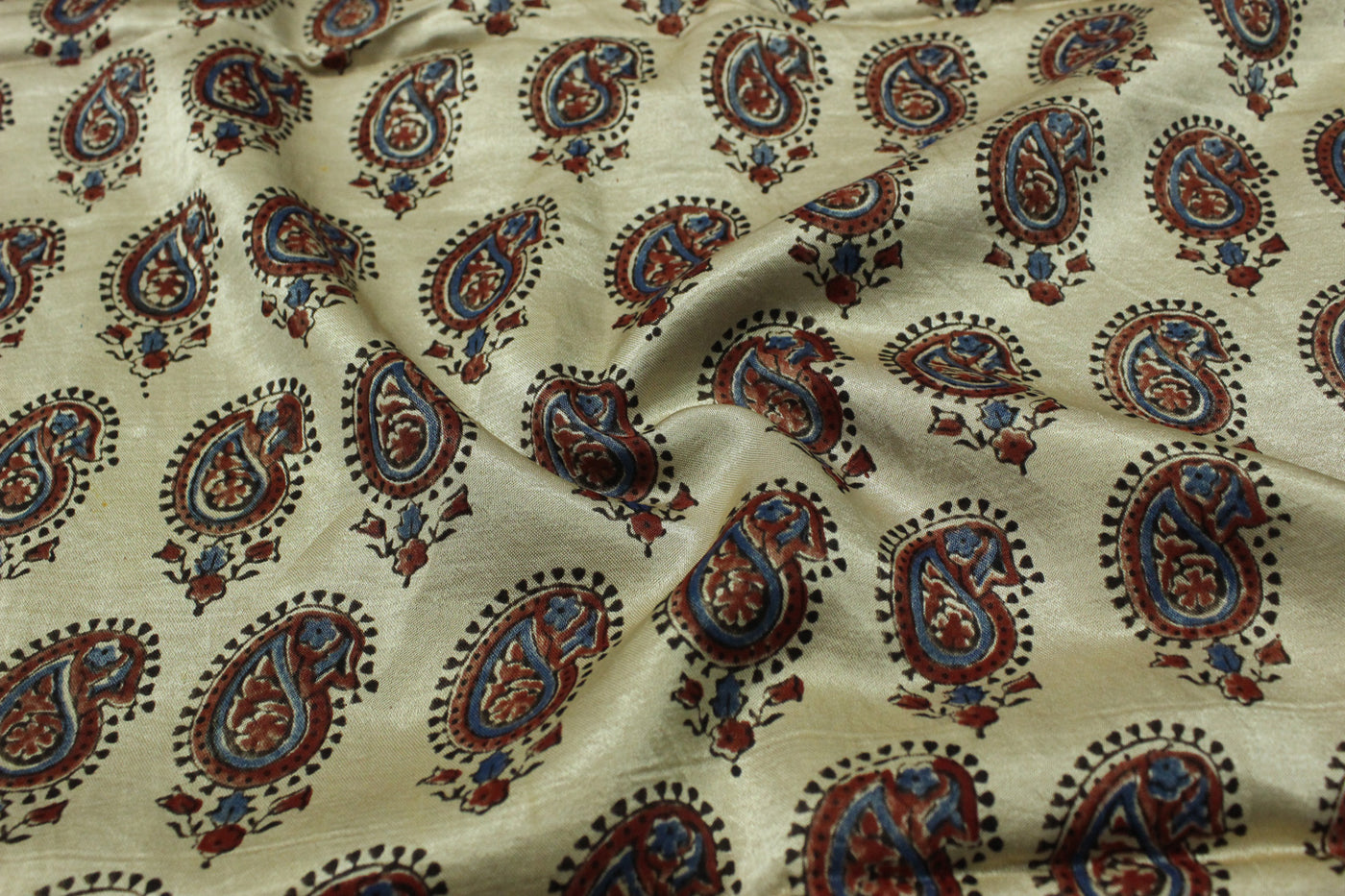 Multicolor Paisley Mashroo Satin Fabric