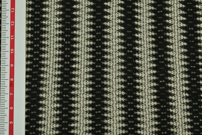 Precut Of 1 Meter Of Black & Cream Stripes Cotton Crochet Fabric