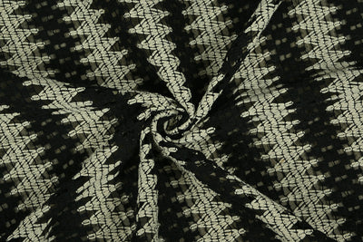 Precut Of 1 Meter Of Black & Cream Stripes Cotton Crochet Fabric
