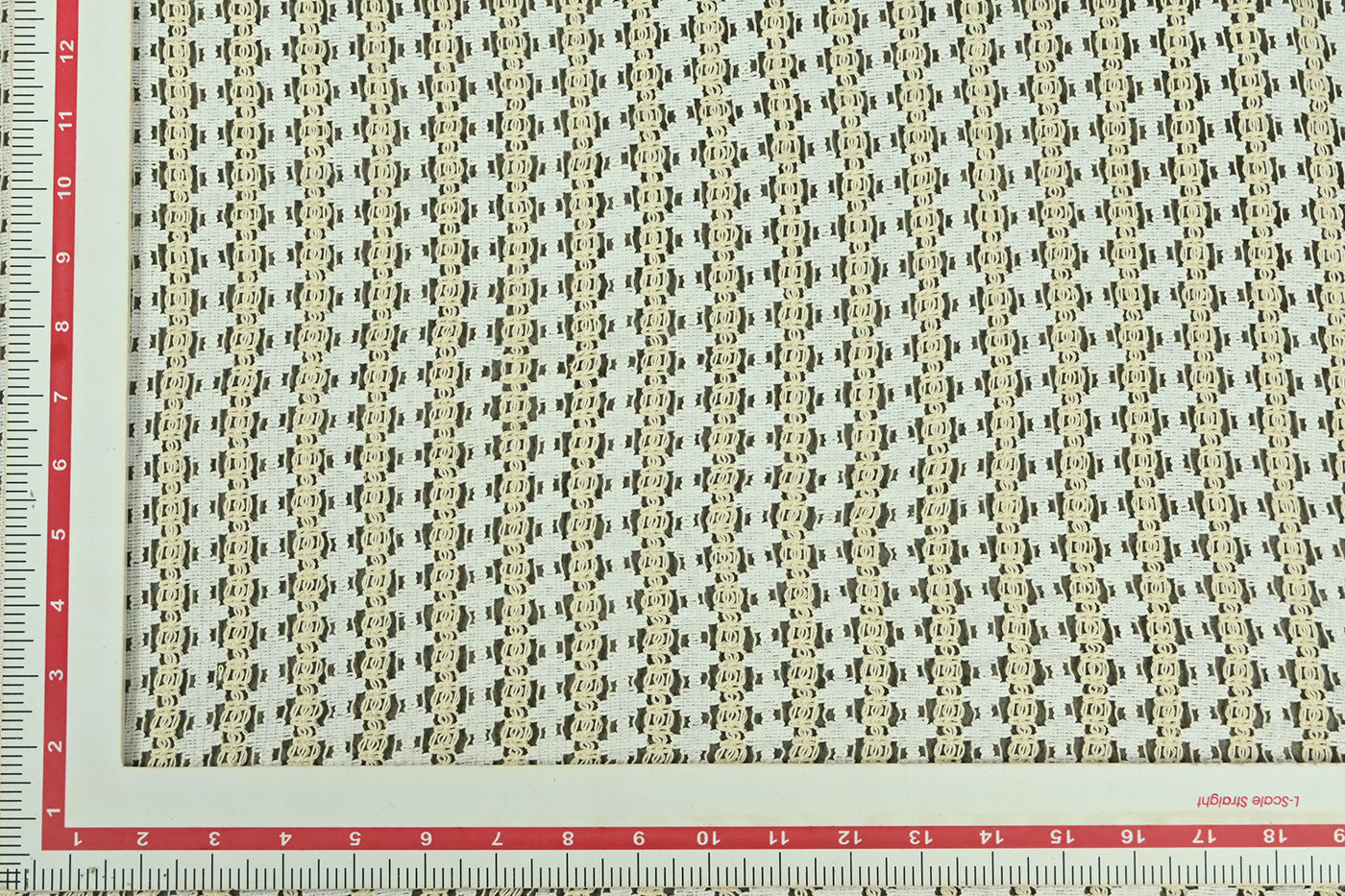 Cream & White Stripes Cotton Crochet Fabric