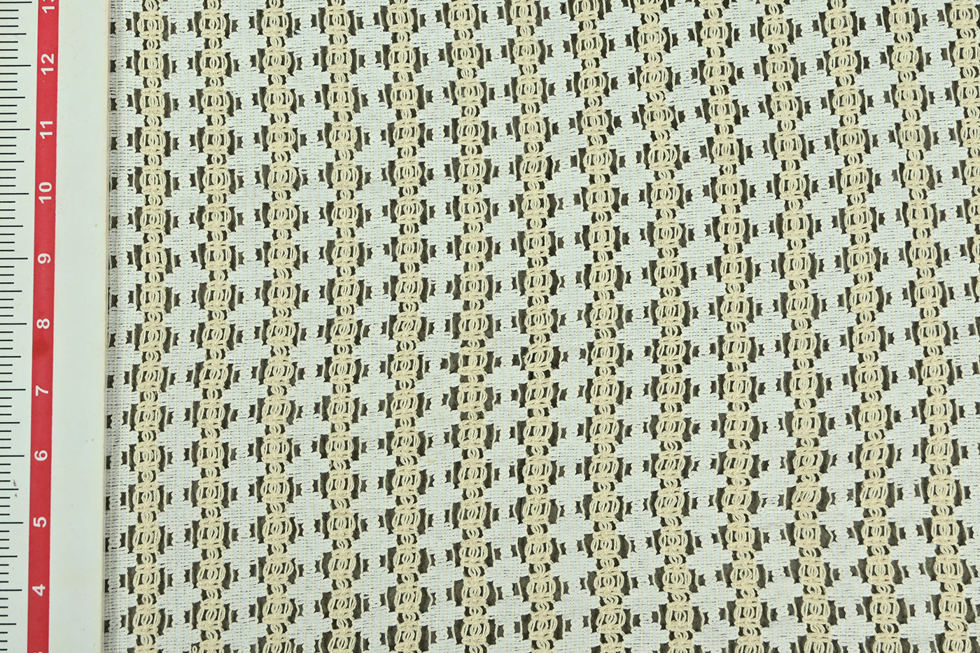 Cream & White Stripes Cotton Crochet Fabric