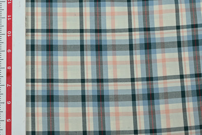 Precut of 1.5 Meter of Light Blue Checks Cotton Yarn Dyed Fabric