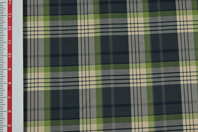 Green & Black Checks Cotton Yarn Dyed Fabric