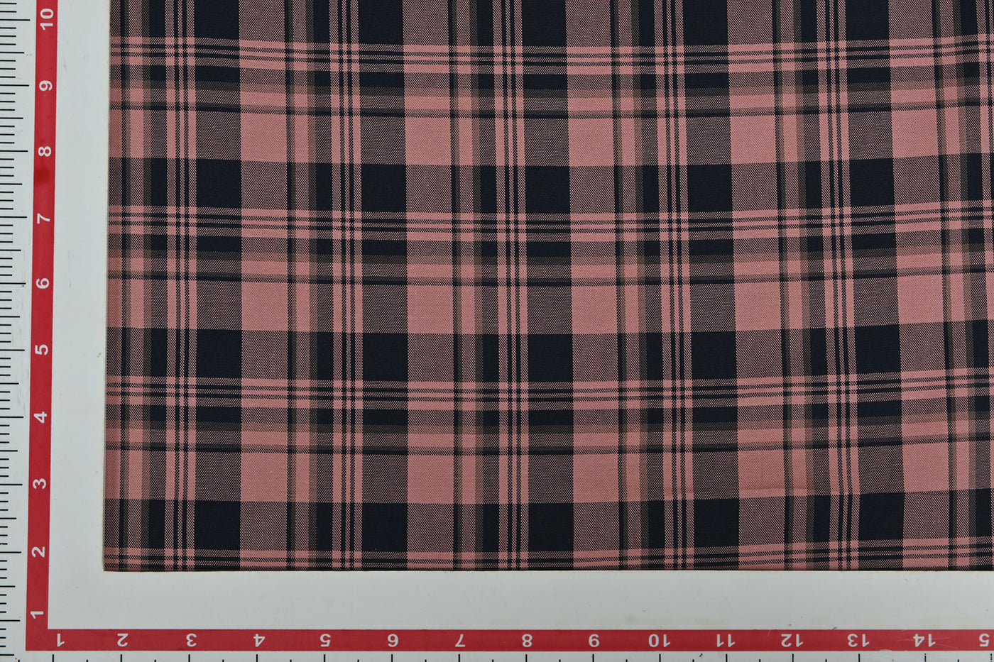 Precut of 2.5 Meters of Dark Peach & Black Checks Cotton Yarn Dyed Fabric