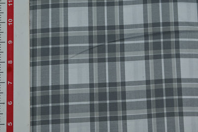 Precut Of 0.4 Meters Of Gray Checks Cotton Yarn Dyed Fabric