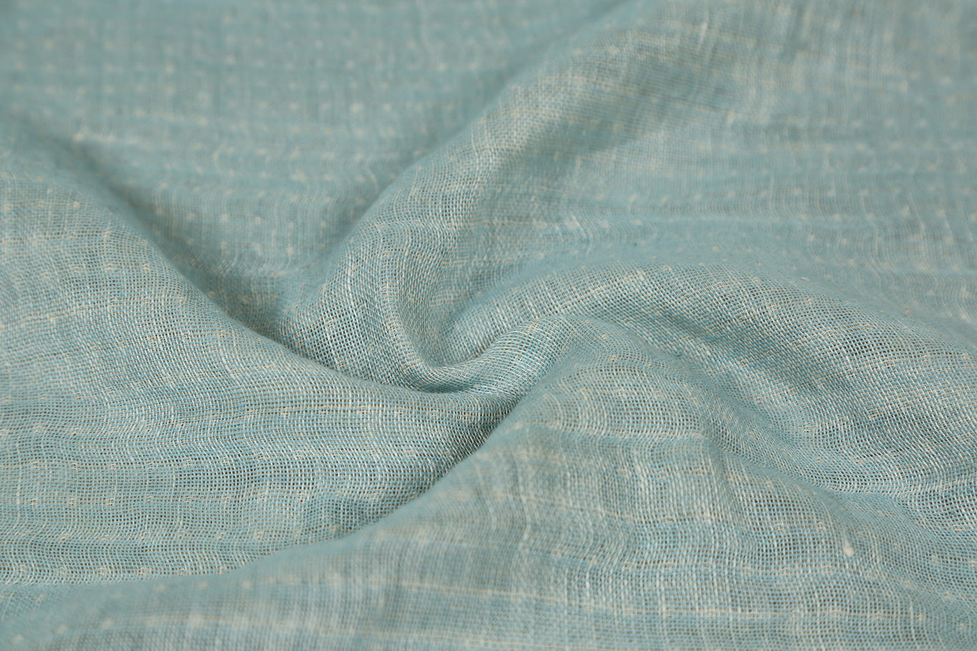 Precut Of 1 Meters Of Sky Blue Plain Cotton Linen Double Cloth Fabric