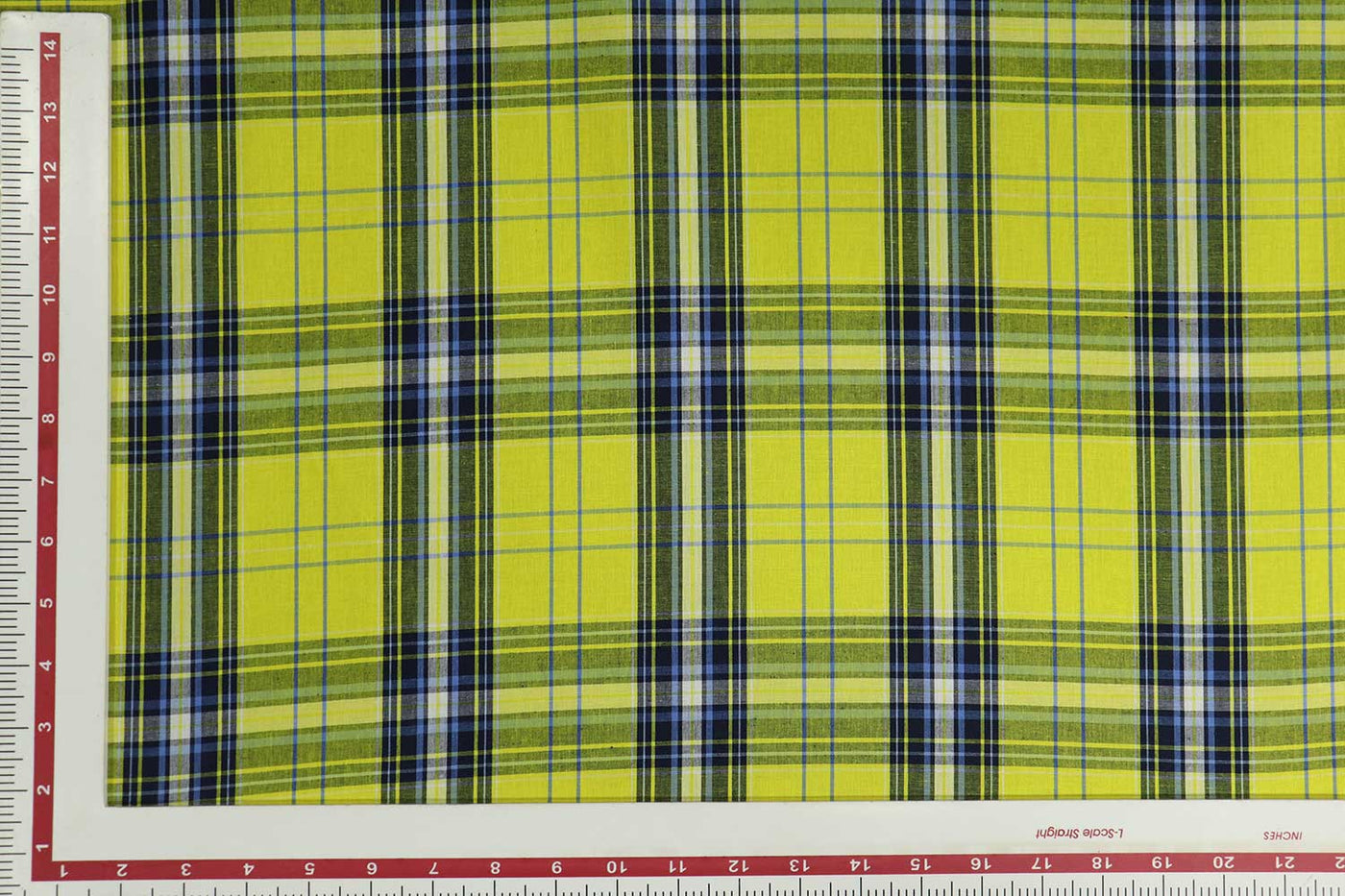 Precut of 1 Meter of Neon Yellow & Black Checks Cotton Yarn Dyed Fabric