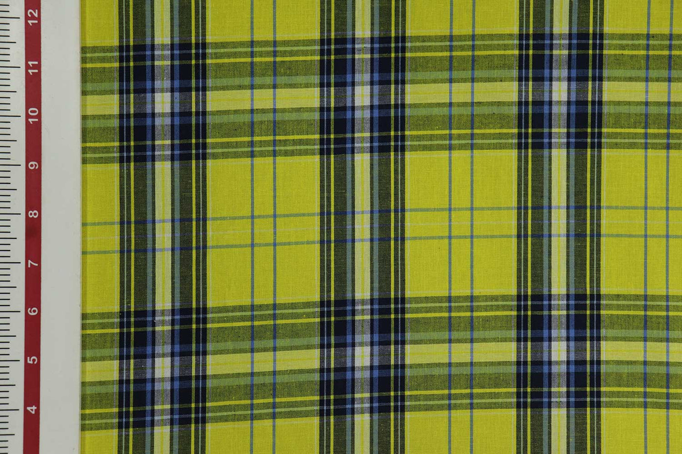 Precut of 1 Meter of Neon Yellow & Black Checks Cotton Yarn Dyed Fabric