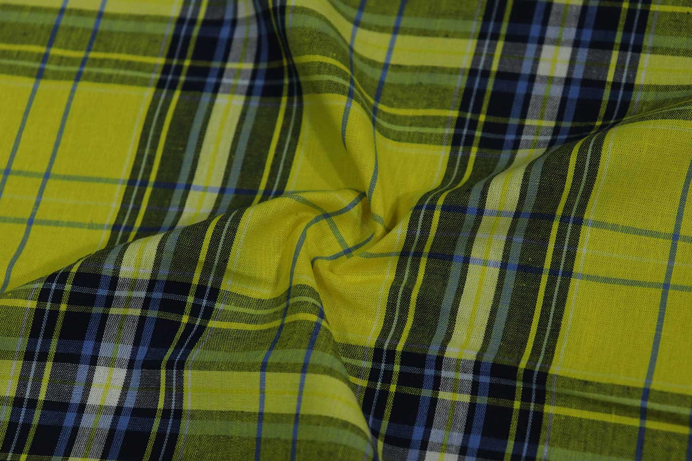 Precut of 1 Meter of Neon Yellow & Black Checks Cotton Yarn Dyed Fabric