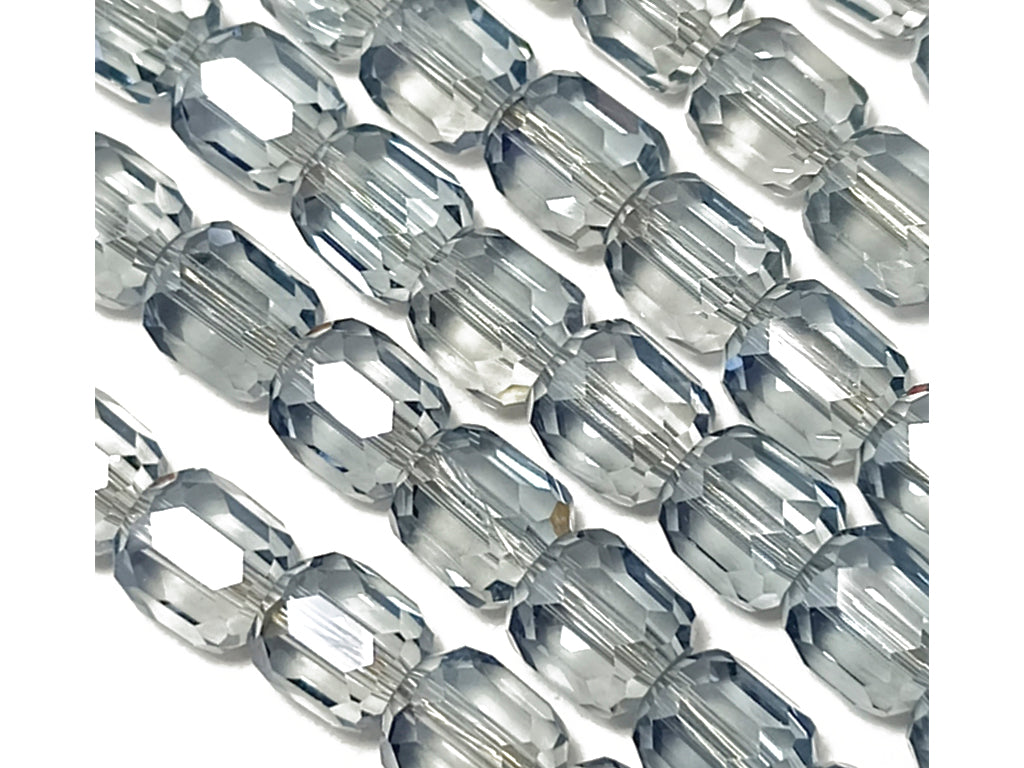 Gray Faceted Cuboid Crystal Beads