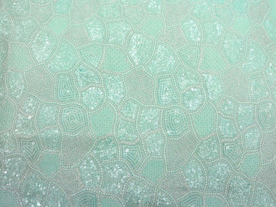 Sky Blue Pure Viscose Georgette With Sequins Embroidered Fabric
