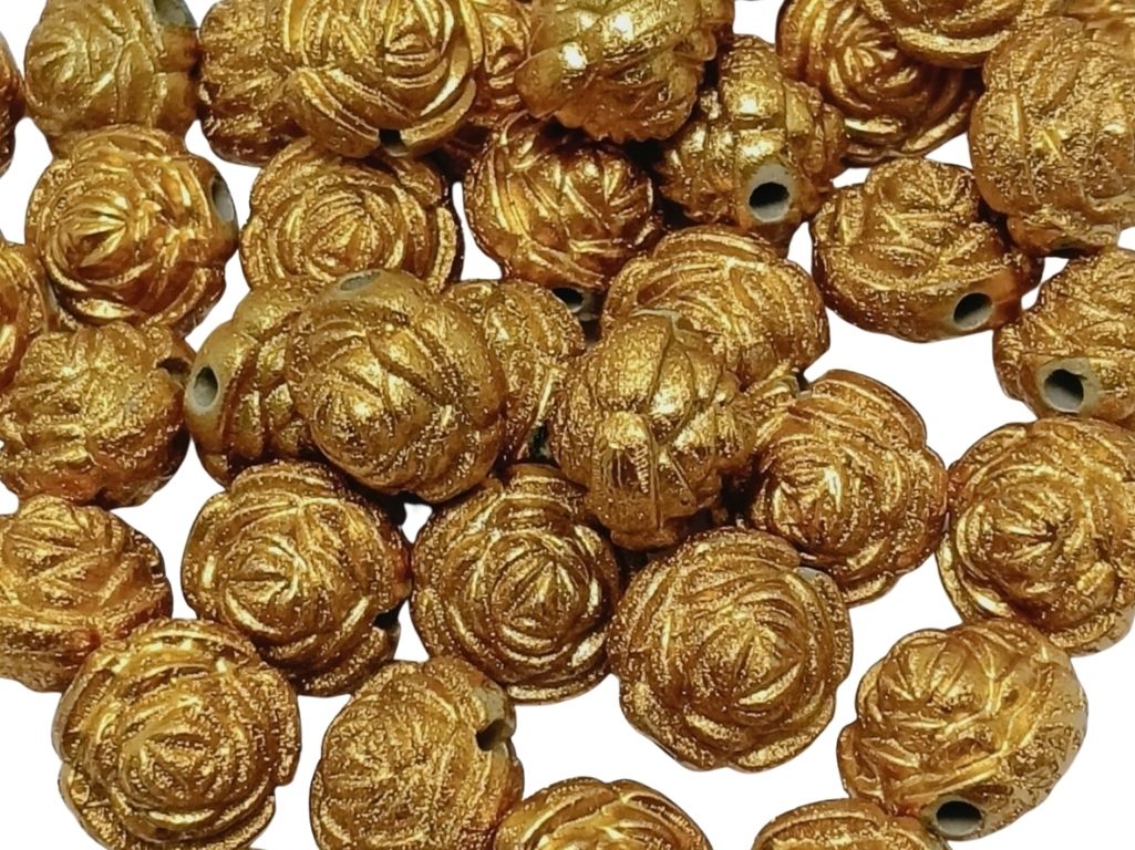 Golden Round Zari Acrylic Beads