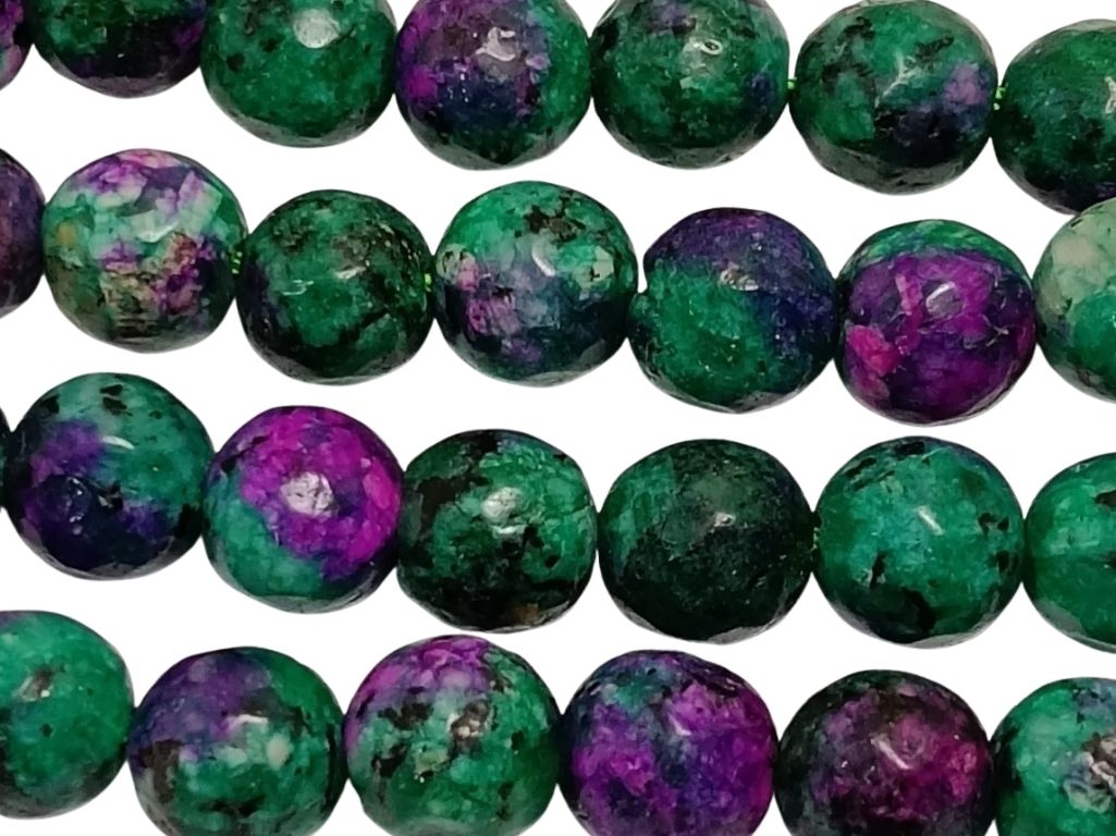 Green & Purple 8 mm Rondelle Jade Quartz Stones