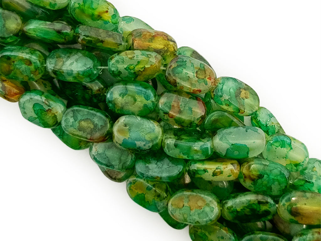 Multicolor Spotted Oval Designer Glass Beads