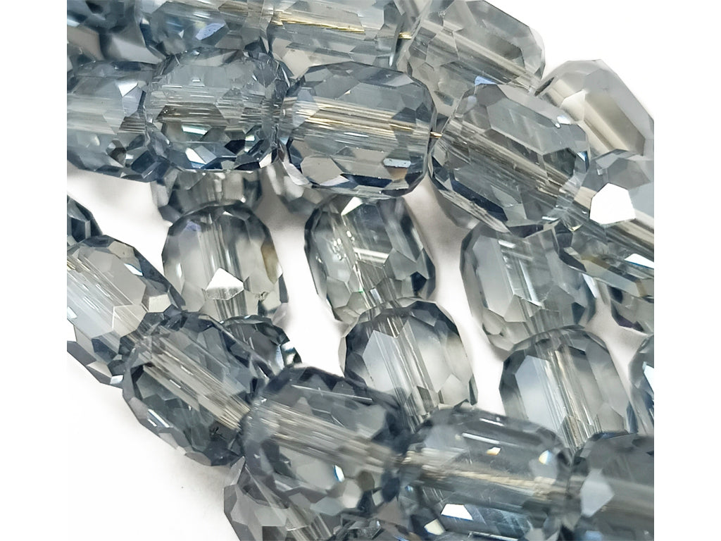 Gray Faceted Cuboid Crystal Beads