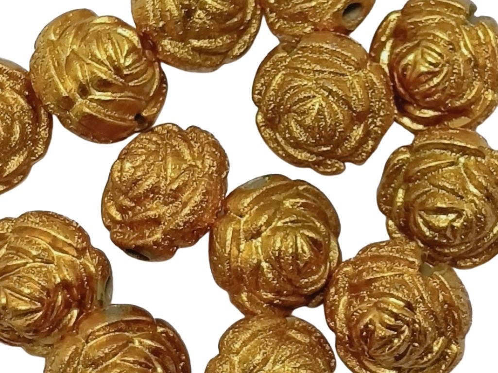 Golden Round Zari Acrylic Beads